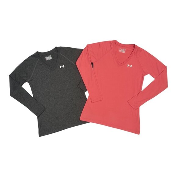 Under Armour Women's Heatgear Athletic Long Sleeve Tops! Lot of 2, Pink/Grey, XS - Picture 1 of 7